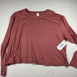 Xersion Women's Plus 1X Long Sleeve Performance Top Pink Mauve Soft Stretch NWT